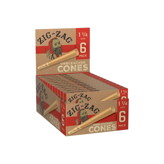 Zig Zag 1 1/4 Size - Unbleached Cones - Display Pack