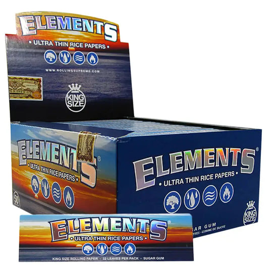 Elements King Size Rice Rolling Papers - Full Box