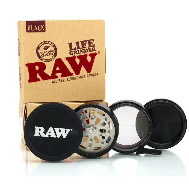 Raw Life 4-piece Grinder - 63.5mm - Black - Grinders