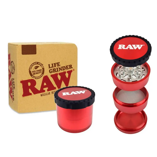 Raw Life 4-piece Grinder - 63.5mm - Red - Grinders