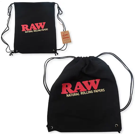 Raw Drawstring Black Bag