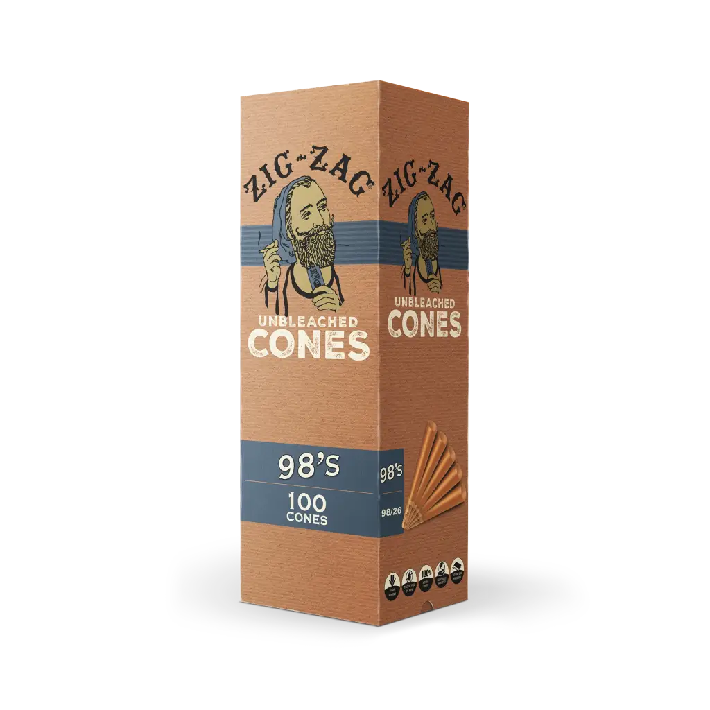 Zig Zag 98’s Mini Bulk Unbleached Cones - Box Of 100