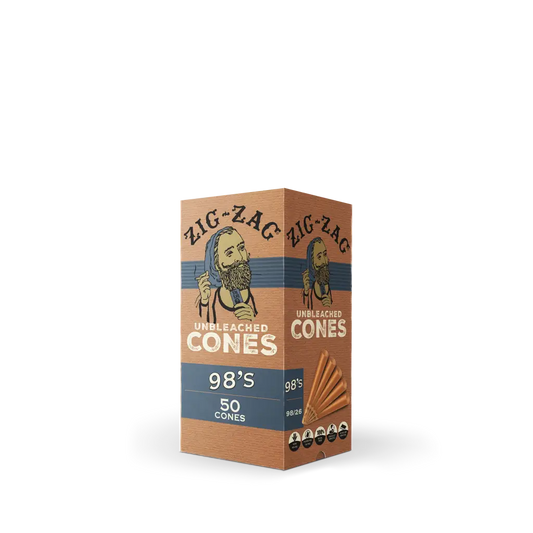 Zig Zag 98’s Mini Bulk Unbleached Cones - Box Of 50